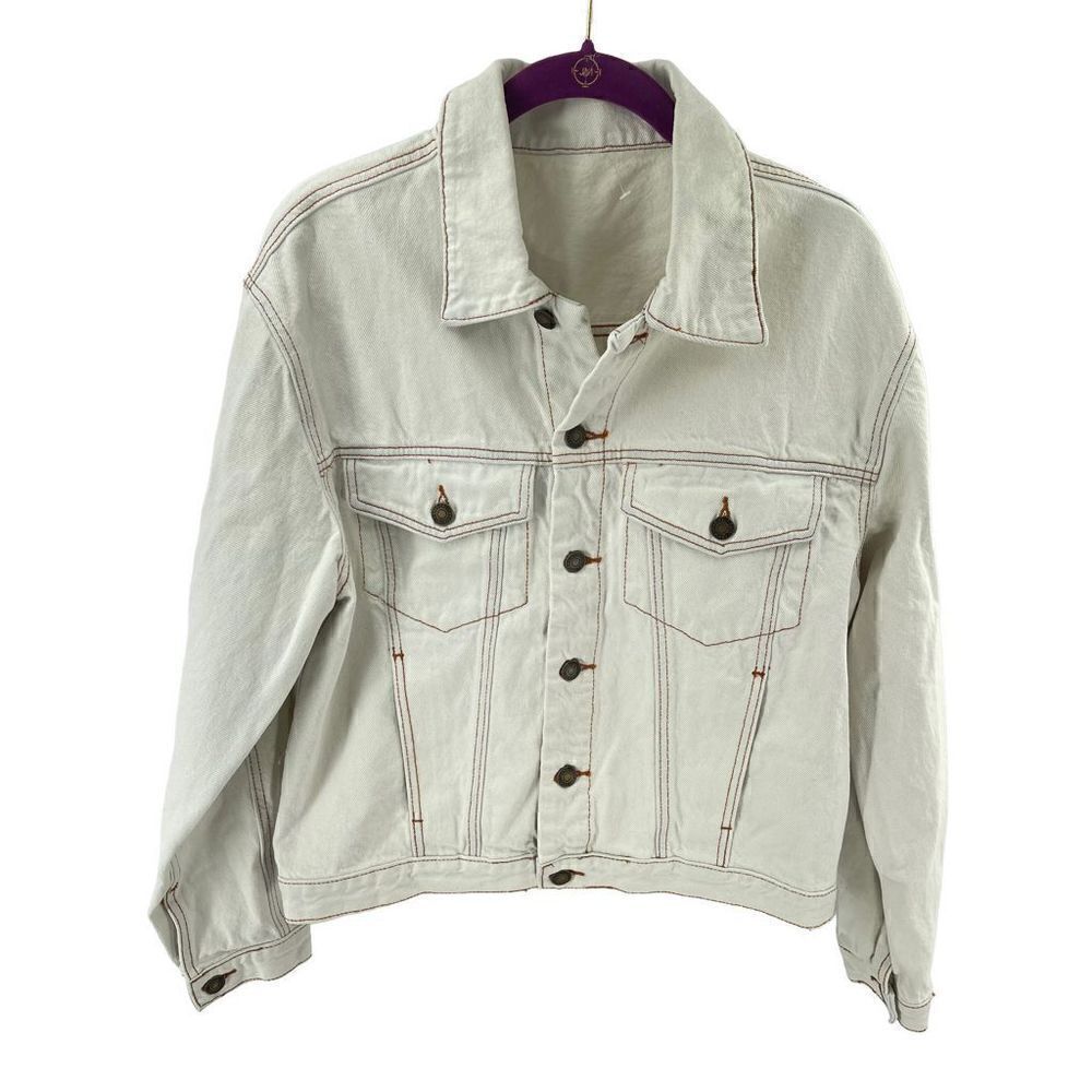 J. GALT Women's White Jean Denim Trucker Jacket Size Small S PacSun
